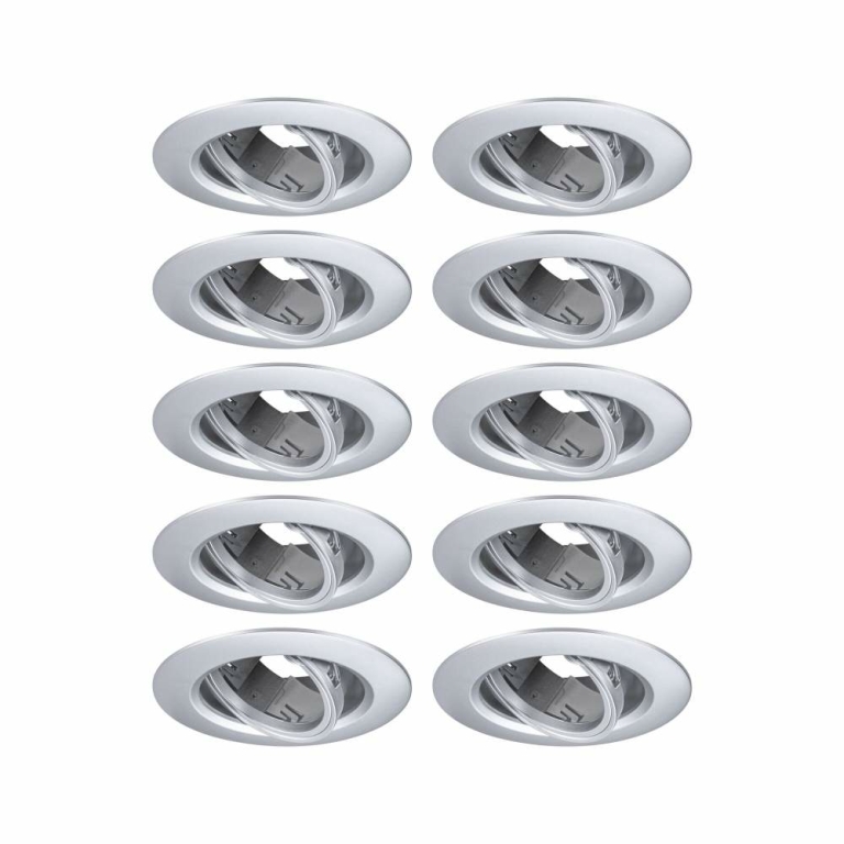 Paulmann Einbauleuchte 10er-Pack schwenkbar  rund 90mm 30° GU10 max. 10x10W  230V dimmbar  Chrom matt