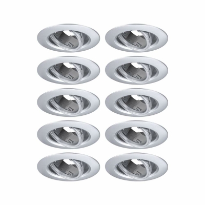 Paulmann Einbauleuchte 10er-Pack schwenkbar  rund 90mm 30° GU10 max. 10x10W  230V dimmbar  Chrom matt