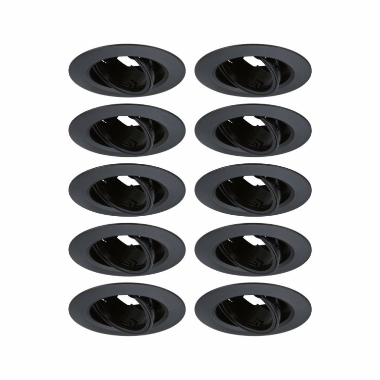 Paulmann Einbauleuchte 10er-Pack schwenkbar  rund 90mm 30° GU10 max. 10x10W  230V dimmbar  Schwarz
