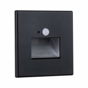 LED Wandeinbauleuchte Edge Quadro Schwarz eckig 2700K mit PIR-Sensor für Geräteeinbaudose mit ⌀ 68mm