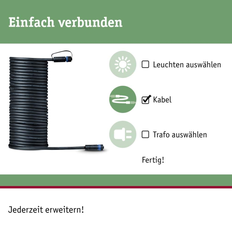 Paulmann Plug & Shine Verlängerungs-Kabel 10m 1 Ausgang IP68