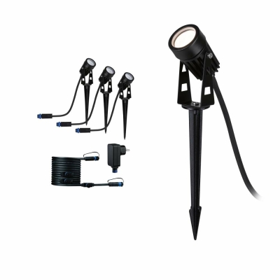 Paulmann Plug & Shine LED Gartenstrahler Warmweiß Basisset  IP65 3000K 3x3,5W  21VA Schwarz