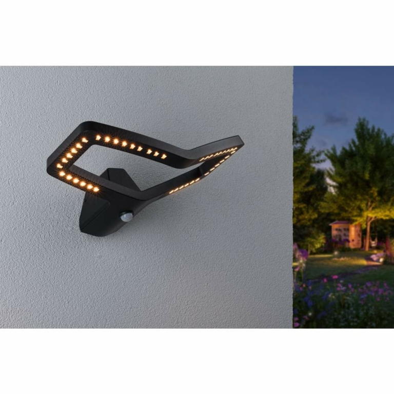 Paulmann LED Außenwandleuchte Alara mit Bewegungsmelder eckig Anthrazit Goldlicht IP44 Smart Home ZigBee 230V