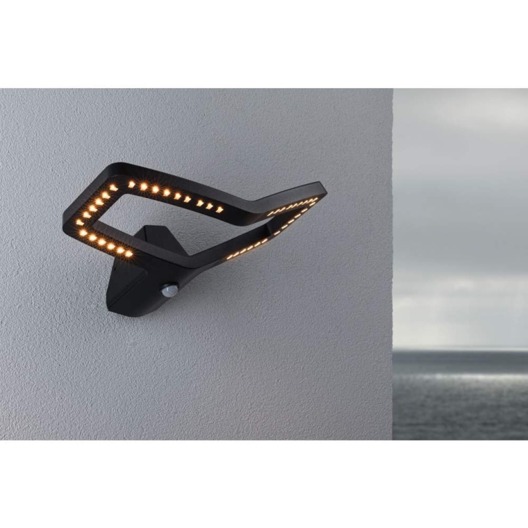 Paulmann LED Außenwandleuchte Alara mit Bewegungsmelder eckig Anthrazit Goldlicht IP44 Smart Home ZigBee 230V