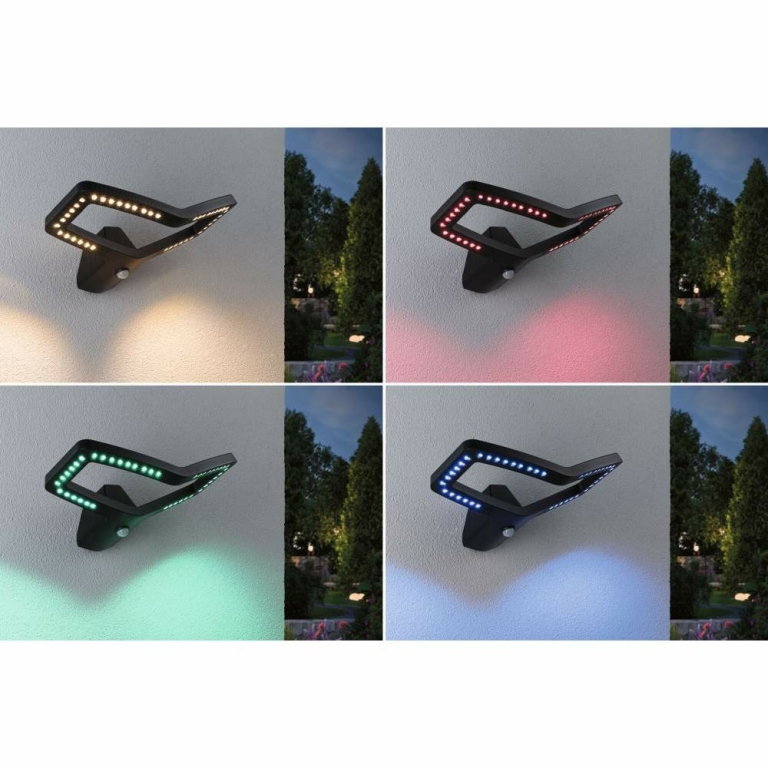 Paulmann LED Außenwandleuchte Alara mit Bewegungsmelder eckig Anthrazit RGBW Tunable White IP44 Smart Home ZigBee 230V