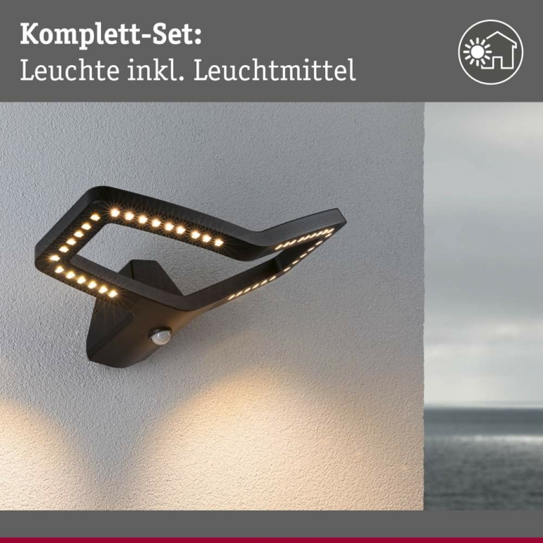 Paulmann LED Außenwandleuchte Alara mit Bewegungsmelder eckig Anthrazit RGBW Tunable White IP44 Smart Home ZigBee 230V