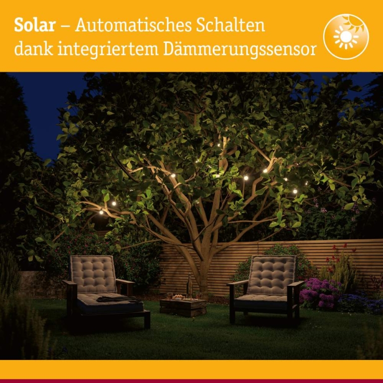 Paulmann Solar Lichterkette Soala IP44 3000K 1lm/m Schwarz