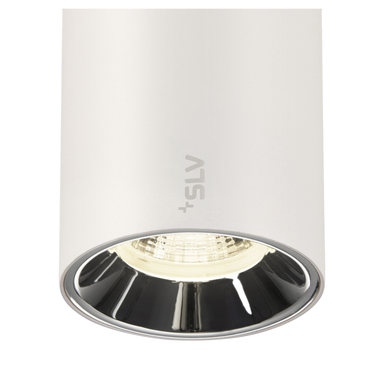 SLV NUMINOS® S, 48V Pendelleuchte, Pendellänge 150cm, 4000K, 55°, DALI 2, matt weiß / glänzend chrom