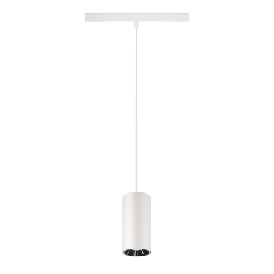 SLV NUMINOS® S, 48V Pendelleuchte, Pendellänge 150cm, 4000K, 55°, DALI 2, matt weiß / glänzend chrom