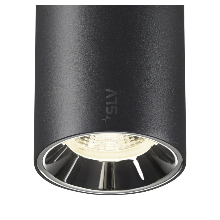 SLV NUMINOS® S, 48V Pendelleuchte, Pendellänge 150cm, 4000K, 20°, DALI 2, matt schwarz / glänzend chrom