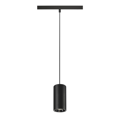 SLV NUMINOS® S, 48V Pendelleuchte, Pendellänge 150cm, 4000K, 20°, DALI 2, matt schwarz / glänzend chrom