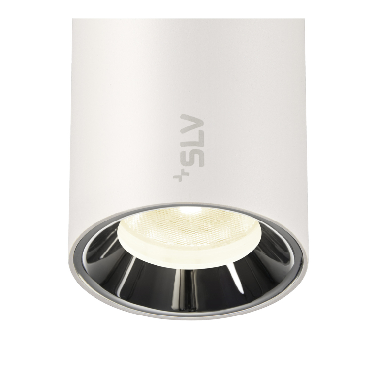 SLV NUMINOS® XS, 48V Pendelleuchte, Pendellänge 150cm, 4000K, 55°, DALI 2, matt weiß / glänzend chrom