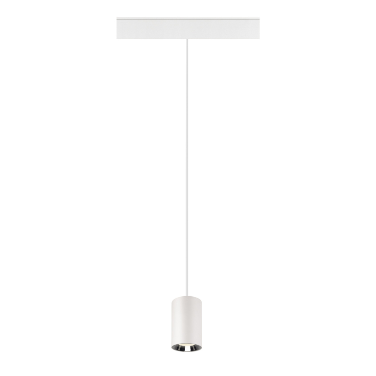 SLV NUMINOS® XS, 48V Pendelleuchte, Pendellänge 150cm, 4000K, 55°, DALI 2, matt weiß / glänzend chrom