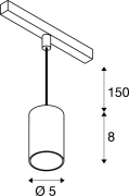 NUMINOS® XS, 48V Pendelleuchte, Pendellänge 150cm, 4000K, 55°, DALI 2, matt weiß / matt schwarz
