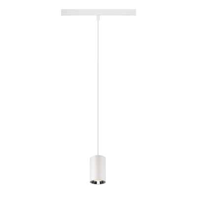 SLV NUMINOS® XS, 48V Pendelleuchte, Pendellänge 150cm, 4000K, 20°, DALI 2, matt weiß / glänzend chrom