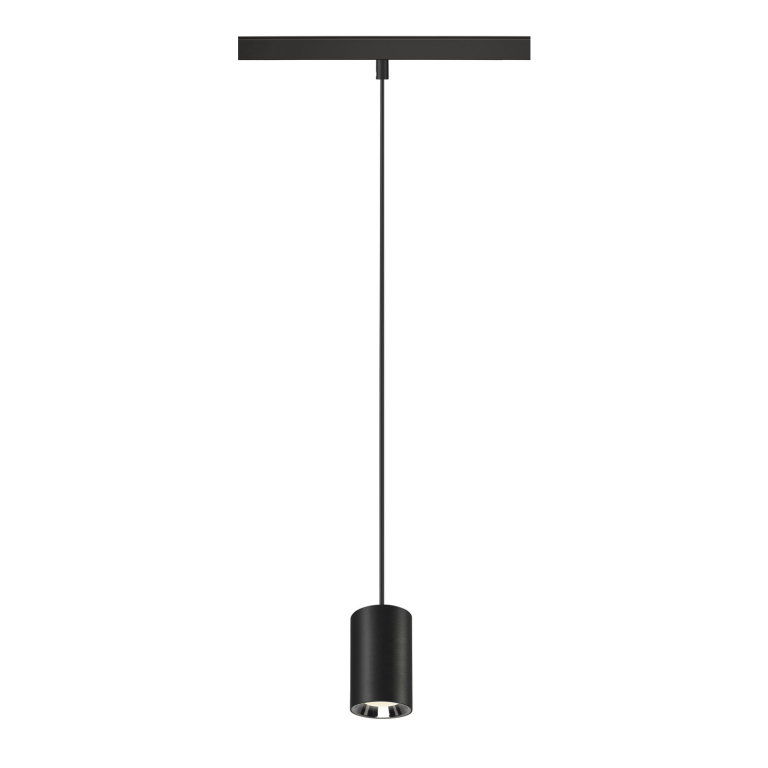 SLV NUMINOS® XS, 48V Pendelleuchte, Pendellänge 150cm, 4000K, 40°, DALI 2, matt schwarz / glänzend chrom