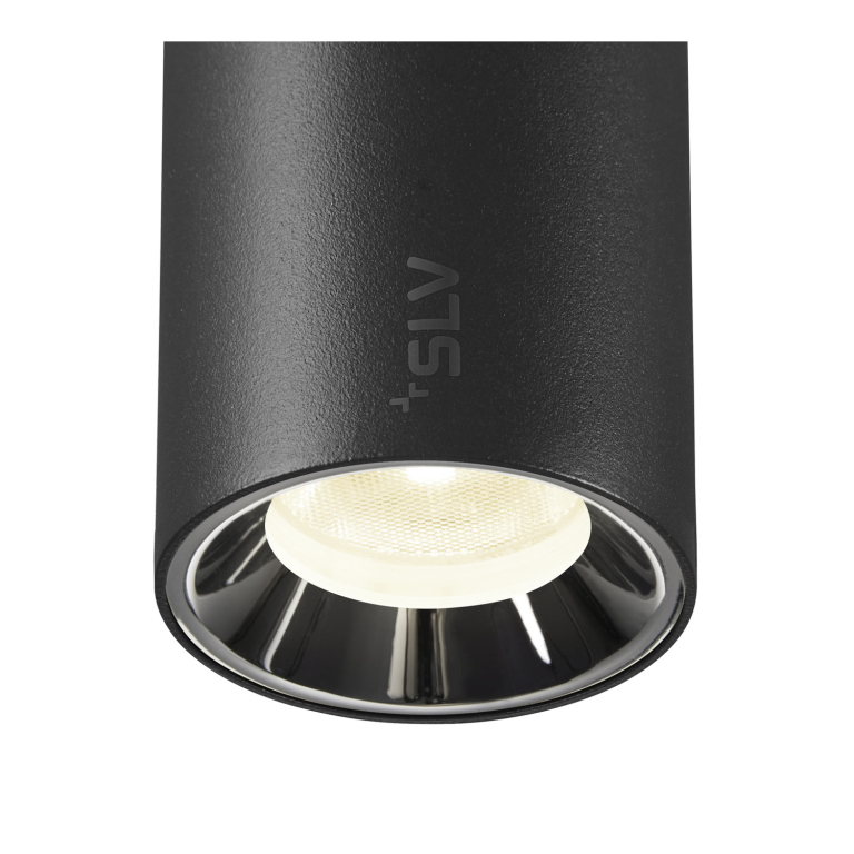 SLV NUMINOS® XS, 48V Pendelleuchte, Pendellänge 150cm, 4000K, 40°, DALI 2, matt schwarz / glänzend chrom