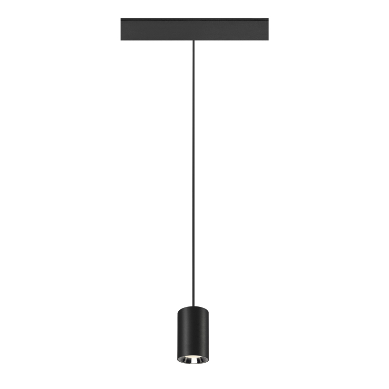 SLV NUMINOS® XS, 48V Pendelleuchte, Pendellänge 150cm, 4000K, 40°, DALI 2, matt schwarz / glänzend chrom