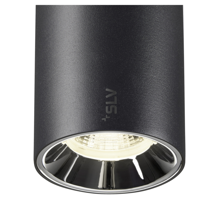 SLV NUMINOS® S, 48V Spot, rund, 4000K, 16W, DALI 2, 55°, matt schwarz / glänzend chrom