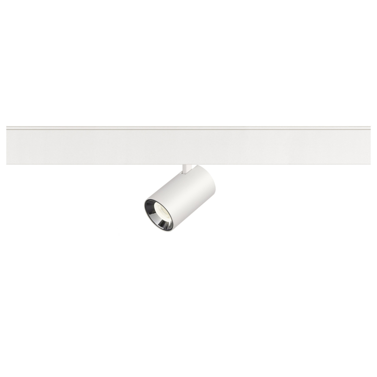 SLV NUMINOS® XS, 48V Spot, rund, 4000K, 8.7W, DALI 2, 20°, matt weiß / glänzend chrom