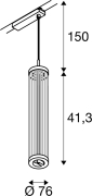 QUIMERA, 1 Phasen  Pendelleuchte, Pendellänge 150cm, 2700K, PHASE, dunkel kupfer