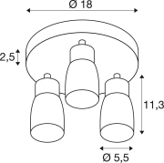 PURI 2.0 Dome, Wand- und Deckenaufbauleuchte, rund, 3 x max. 6W GU10, weiß