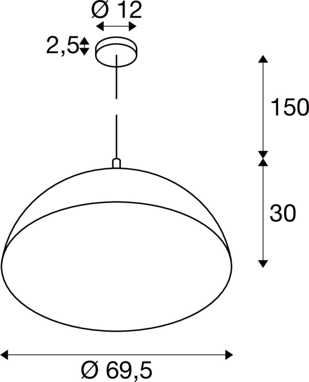 SLV FORCHINI 70, Pendelleuchte, E27, Pendellänge 150cm, 1x max. 40W, matt schwarz / matt gold