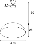 FORCHINI M 50, Pendelleuchte, E27, Pendellänge 150cm, 1x max. 40W, matt schwarz / matt gold