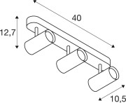NOBLO®, Wand- und Deckenaufbauleuchte, triple, rund, 2700K, 19W, PHASE, 32°, schwarz