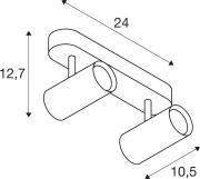 NOBLO®, Wand- und Deckenaufbauleuchte, double, rund, 2700K, 12W, PHASE, 32°, schwarz