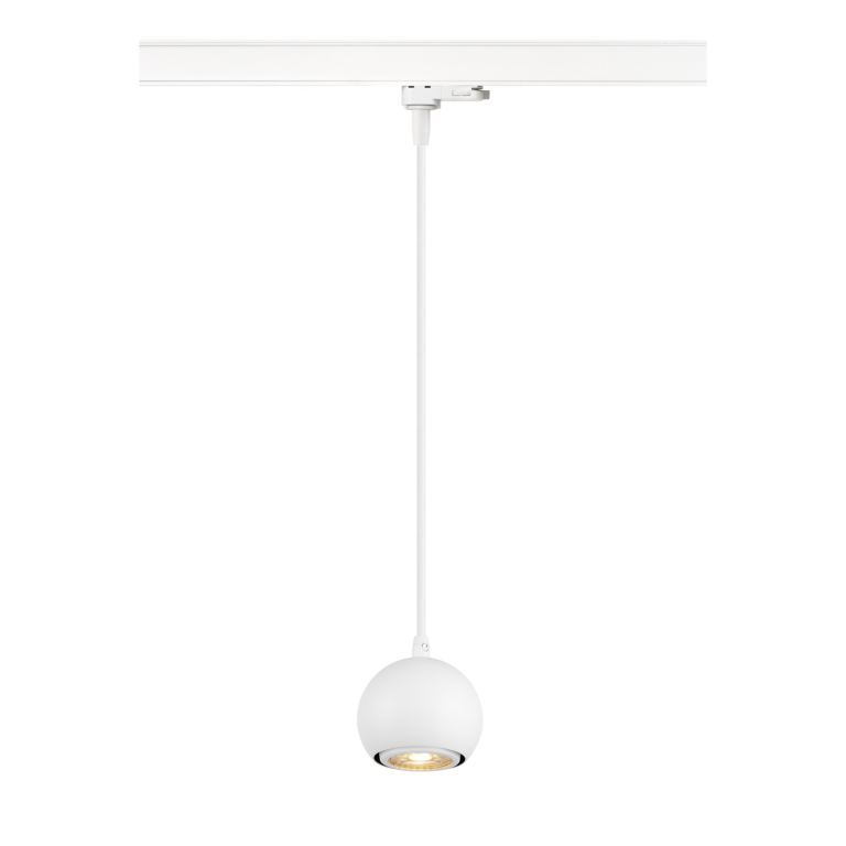 SLV LIGHT EYE® 90 Pendelleuchte für 3-Phasen Schienensystem, GU10, Pendellänge 150cm, 1x max. 6W, matt weiß