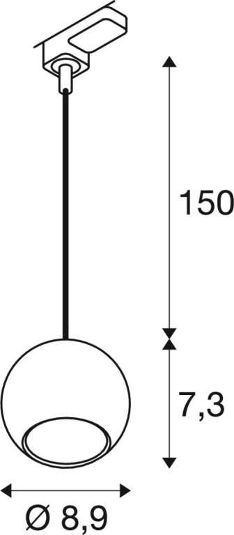 SLV LIGHT EYE® 90 Pendelleuchte für 3-Phasen Schienensystem, GU10, Pendellänge 150cm, 1x max. 6W, matt weiß