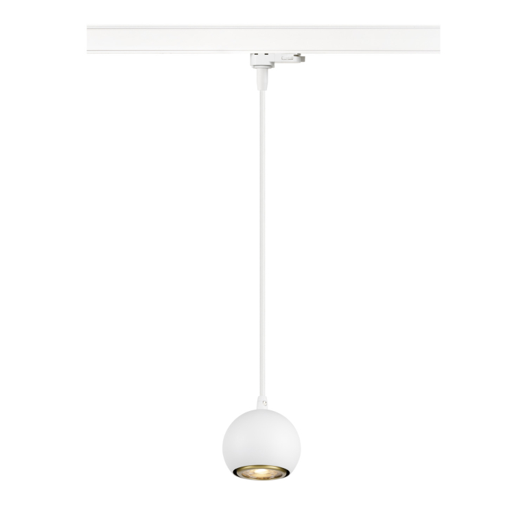 SLV LIGHT EYE® 90 Pendelleuchte für 3-Phasen Schienensystem, GU10, Pendellänge 150cm, 1x max. 6W, matt weiß