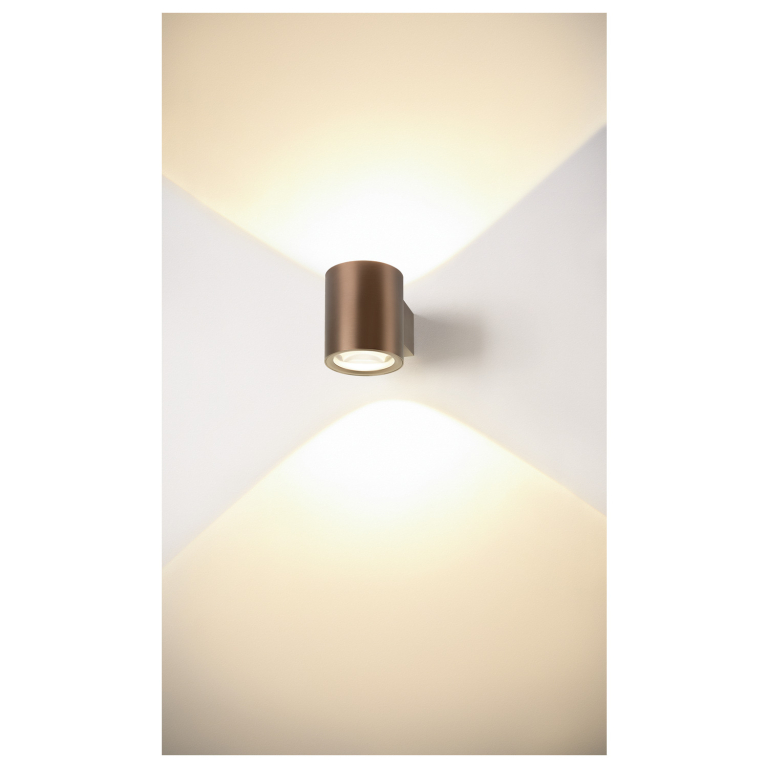 SLV OCULUS, Wandaufbauleuchte, rund, 2000-3000K, 15W, Dim-to-Warm, PHASE, 100°, dunkel kupfer