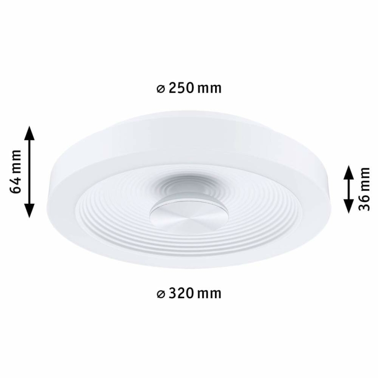 Paulmann LED Deckenleuchte Volea Weiß/Silber 470lm / 1650lm 3,5 / 1x13W IP44 3000K dimmbar