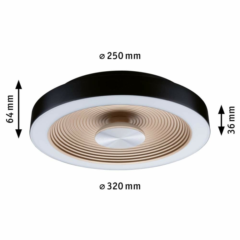 Paulmann LED Deckenleuchte Volea Schwarz/Gold 470lm / 1650lm 3,5 / 1x13W IP44 3000K dimmbar