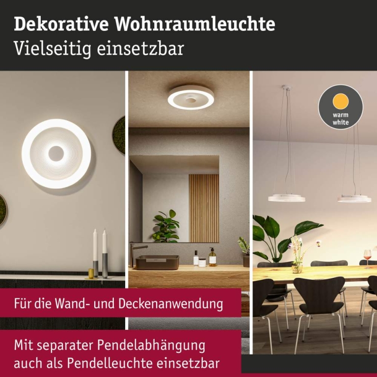 Paulmann LED Deckenleuchte Volea Weiß/Silber 500lm / 2400lm 4 / 1x18,5W IP44 3000K dimmbar