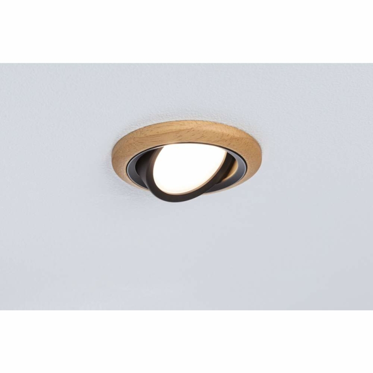 Paulmann LED Einbauleuchte Lanati aus Holz Eiche/Schwarz matt 3er-Set LED-Coin 6W 470lm 2700K rund schwenkbar FSC®-zertifiziert 230V