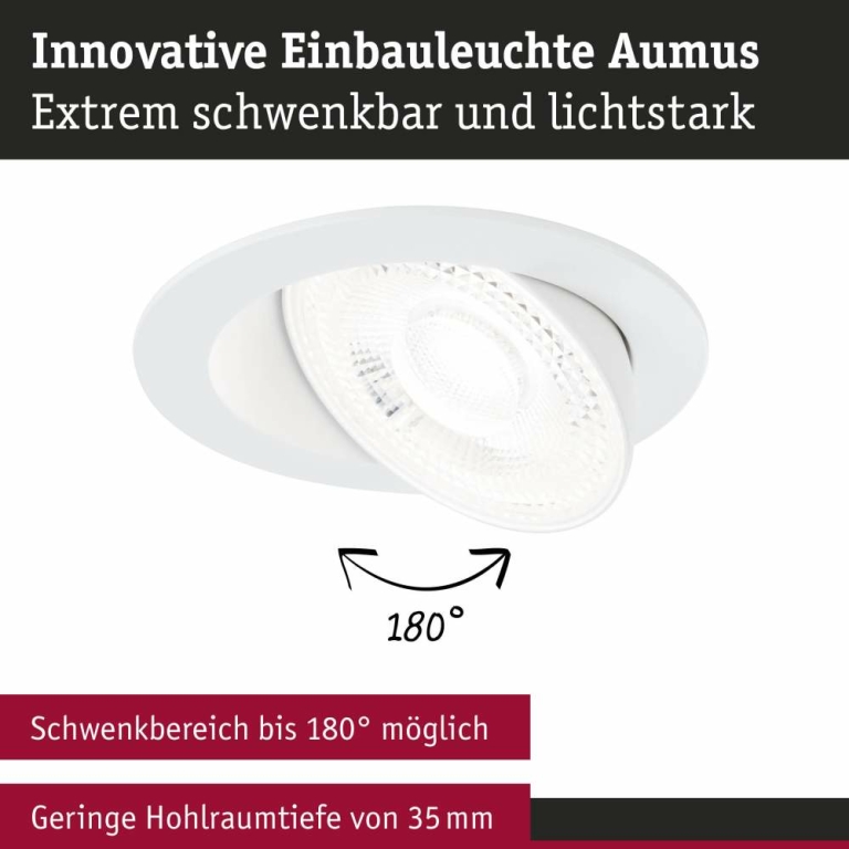 Paulmann LED Einbauleuchte White Select Aumus Weiß 3er-Set 5W 700lm 3-Step-Dim 2700 - 6500K rund schwenkbar White-Select 230V