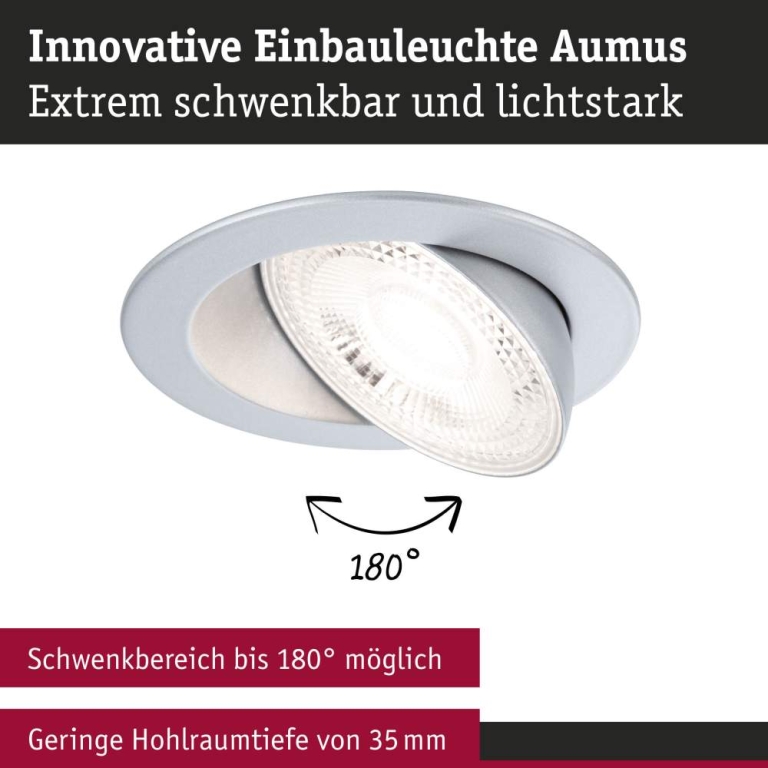 Paulmann LED Einbauleuchte White Select Aumus Chrom matt 3er-Set 5W 700lm 3-Step-Dim 2700 - 6500K rund schwenkbar White-Select 230V