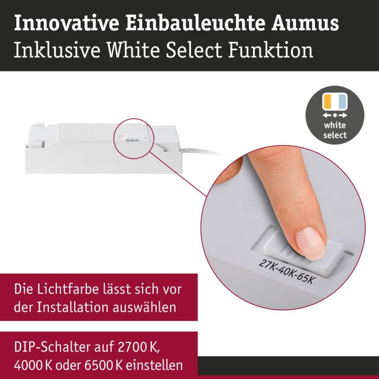 Paulmann LED Einbauleuchte White Select Aumus Chrom matt 3er-Set 5W 700lm 3-Step-Dim 2700 - 6500K rund schwenkbar White-Select 230V