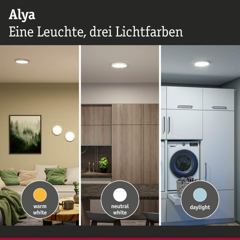 Paulmann LED Panel Alya Weiß rund 230mm 17W 1700lm White-Select 3000K / 4000K / 6500K
