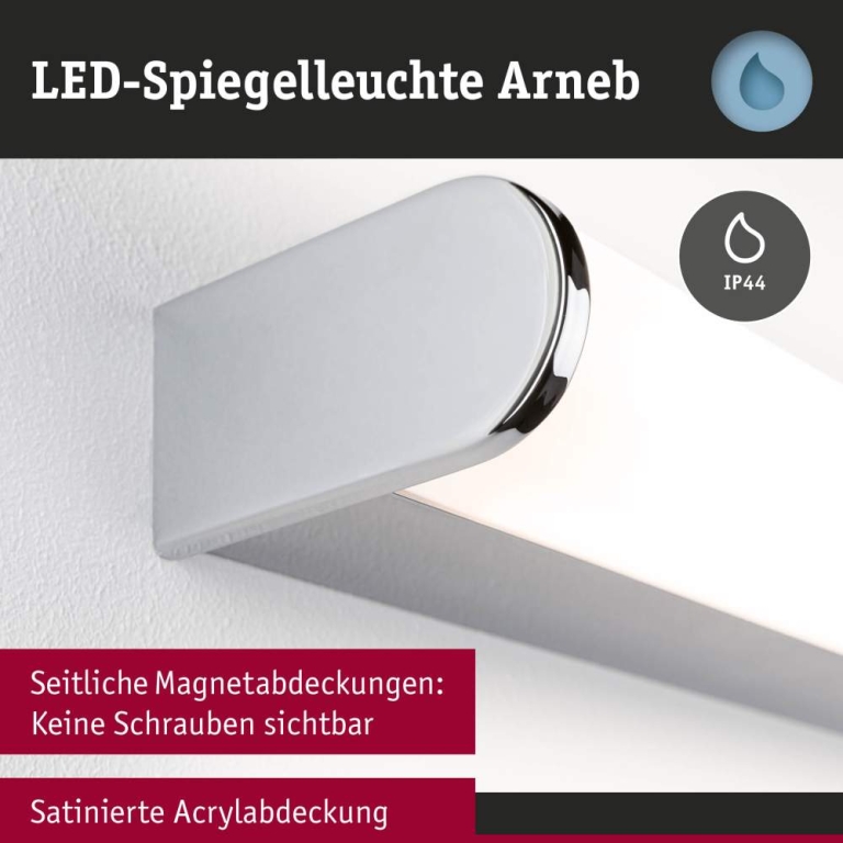 Paulmann Selection Bathroom LED Wandleuchte Arneb  IP44  3000K 1000lm 230V 12,5W  Chrom