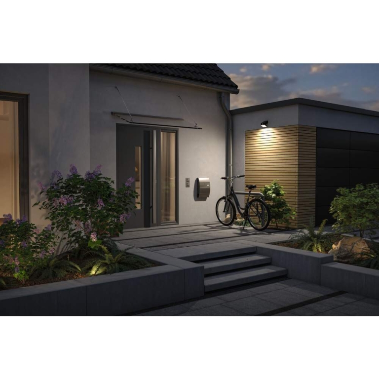 Paulmann Solar LED Wandfluter Lesly Bewegungsmelder IP65 eckig 3000K 5,5W 400lm Anthrazit Kunststoff