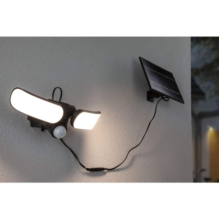 Paulmann Solar LED Wandfluter Sonlig Bewegungsmelder  IP65 eckig 286x137mm 3000K 2x9W 2x1100lm   Anthrazit Kunststoff