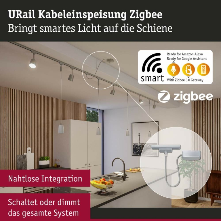 Paulmann URail Kabeleinspeisung Zigbee 1m Chrom matt max. 100W