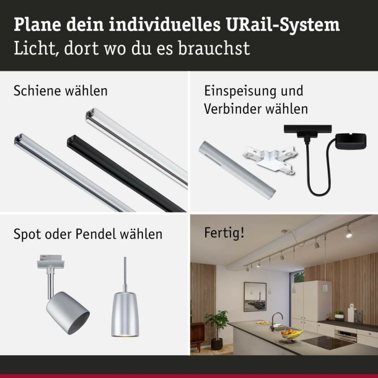 Paulmann URail Kabeleinspeisung Zigbee 1m Chrom matt max. 100W