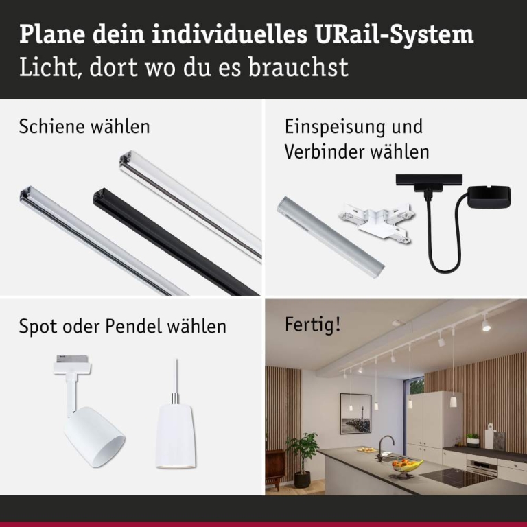 Paulmann URail Kabeleinspeisung Zigbee 1m Signalweiß max. 100W