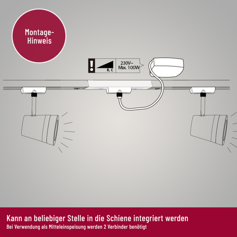 Paulmann URail Kabeleinspeisung Zigbee 1m Schwarz matt max. 100W
