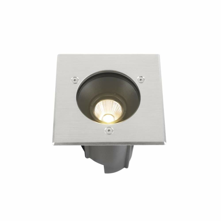SLV DASAR® M, Bodeneinbauleuchte, eckige Abdeckung, 24°, 3000K, incl. DALI-Treiber, edelstahl